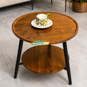 2-Layer Bamboo Round Coffee Table — Nordic Minimalist 50x50cm