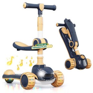 Kids’ Foldable Scooter with Seat – Musical, LED Lights & Adjustable Design